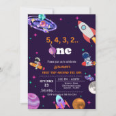 宇宙飛行士の宇宙の最初ののまわりに旅は太陽の誕生日 招待状 (正面)