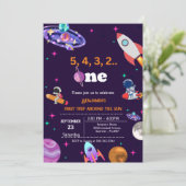 宇宙飛行士の宇宙の最初ののまわりに旅は太陽の誕生日 招待状 (スタンド正面)