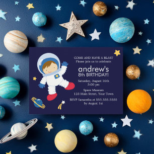 宇宙飛行士の宇宙をテーマにした誕生日パーティー 招待状