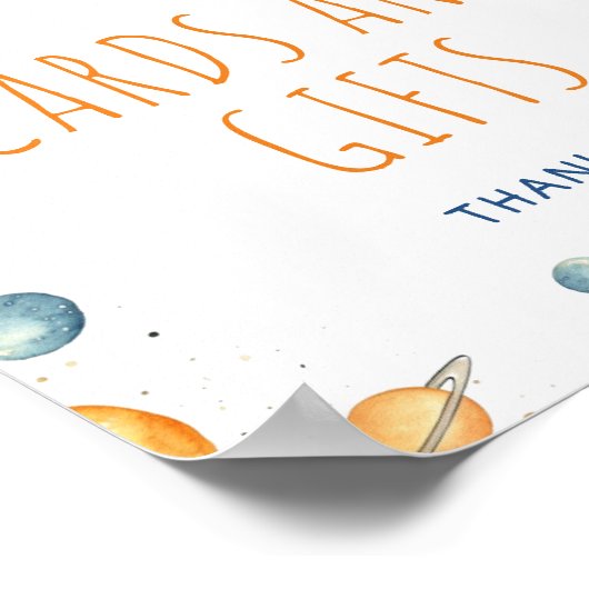 宇宙飛行士の宇宙カードとギフト誕生日のサイン ポスター (角)