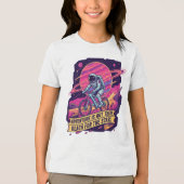 宇宙飛行士の宇宙サイクリング冒険ユース トライブレンドTシャツ (正面)
