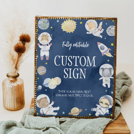 宇宙飛行士の宇宙サファリ誕生日テーブルの標識 ポスター