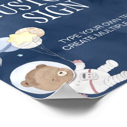 宇宙飛行士の宇宙サファリ誕生日テーブルの標識 ポスター (角)