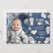 宇宙飛行士の宇宙サファリ誕生日写真 サンキューカード (正面)