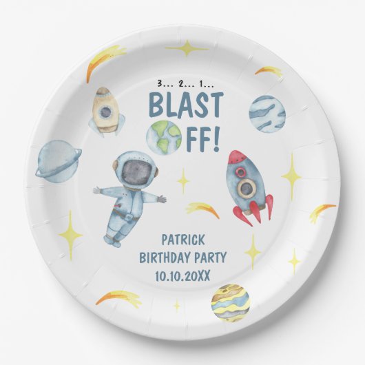 宇宙飛行士の宇宙バースデーパーティー ペーパープレート (正面)