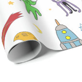 宇宙飛行士の宇宙パターン ラッピングペーパー (ロールコーナー)