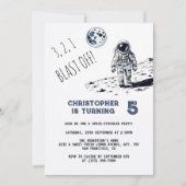 宇宙飛行士の宇宙ブラストオフ任意の年齢の誕生日パーティー 招待状 (正面)