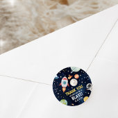 宇宙飛行士の宇宙ブラストオフ誕生日パーティー ラウンドシール