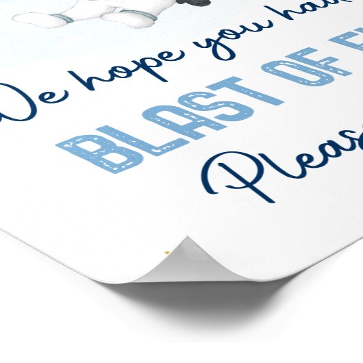 宇宙飛行士の宇宙ブルー金ゴールドのおもしろい好意サインの爆発 ポスター (角)