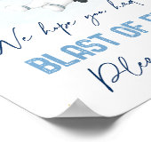 宇宙飛行士の宇宙ブルー金ゴールドのおもしろい好意サインの爆発 ポスター (角)