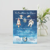 宇宙飛行士の宇宙ベビーシャワー物干し 招待状 (スタンド正面)