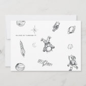 宇宙飛行士の宇宙ミニマリスト1写真誕生日 招待状 (裏面)