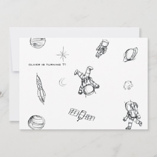 宇宙飛行士の宇宙ミニマリスト1写真誕生日 招待状 (裏面)