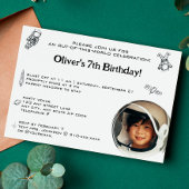 宇宙飛行士の宇宙ミニマリスト1写真誕生日 招待状