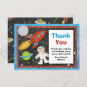宇宙飛行士の宇宙ロケットの誕生日のサンキューカード サンキューカード (正面/裏面)