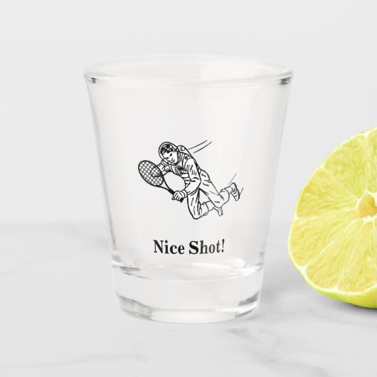宇宙飛行士の宇宙人テニス選手 ショットグラス (正面)
