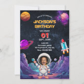 宇宙飛行士の宇宙写真の誕生日 招待状 (正面)
