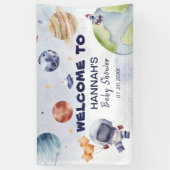 宇宙飛行士の宇宙少年の赤ちゃんシャワーへようこそ 横断幕 (縦)