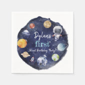 宇宙飛行士の宇宙少年1歳の誕生日パーティー スタンダードカクテルナプキン (正面)
