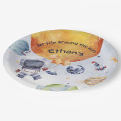 宇宙飛行士の宇宙少年1歳の誕生日パーティー ペーパープレート (アングル)