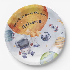 宇宙飛行士の宇宙少年1歳の誕生日パーティー ペーパープレート