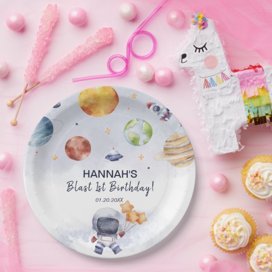 宇宙飛行士の宇宙少年1歳の誕生日パーティー ペーパープレート (パーティー)