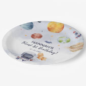 宇宙飛行士の宇宙少年1歳の誕生日パーティー ペーパープレート (アングル)