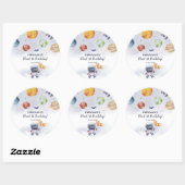 宇宙飛行士の宇宙少年1歳の誕生日パーティー ラウンドシール (シート)