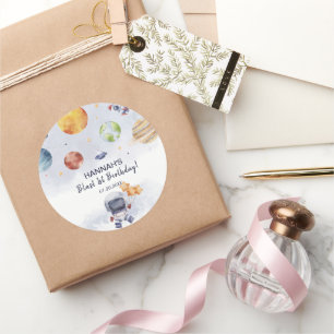 宇宙飛行士の宇宙少年1歳の誕生日パーティー ラウンドシール