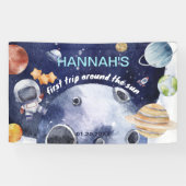 宇宙飛行士の宇宙少年1歳の誕生日パーティー 横断幕 (横)