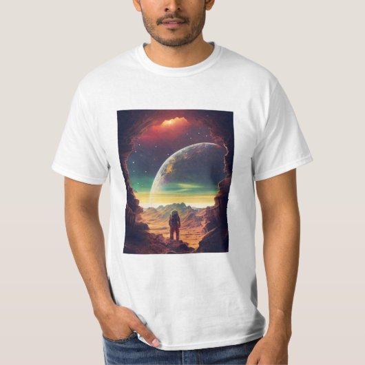 宇宙飛行士の宇宙旅行ムーンアース Tシャツ (正面)