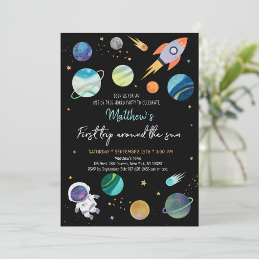 宇宙飛行士の宇宙最初の誕生日 招待状 (スタンド正面)