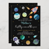 宇宙飛行士の宇宙最初の誕生日 招待状 (正面/裏面)