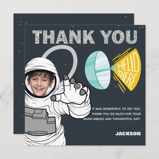 宇宙飛行士の宇宙爆発の写真誕生日 サンキューカード (正面/裏面)