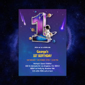 宇宙飛行士の宇宙空間をテーマにした少年1歳の誕生日 招待状