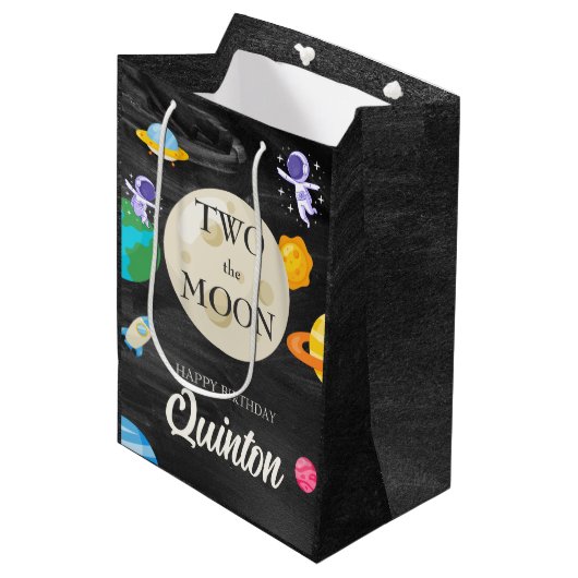 宇宙飛行士の宇宙空間2回目の誕生日 ミディアムペーパーバッグ (正面アングル)