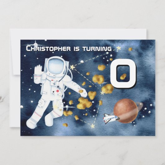 宇宙飛行士の宇宙船UFO惑星子供の大人パーティー 招待状 (裏面)