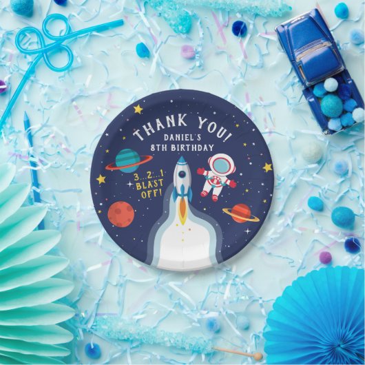 宇宙飛行士の宇宙誕生日ありがとう ペーパープレート (パーティー)
