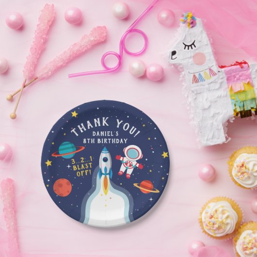 宇宙飛行士の宇宙誕生日ありがとう ペーパープレート (パーティー)