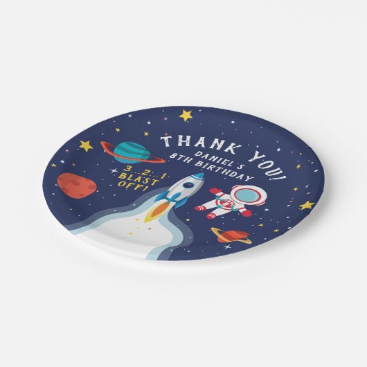 宇宙飛行士の宇宙誕生日ありがとう ペーパープレート (アングル)