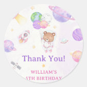 宇宙飛行士の宇宙誕生日ありがとう ラウンドシール (正面)