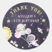 宇宙飛行士の宇宙誕生日ありがとう ラウンドシール (正面)