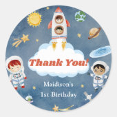 宇宙飛行士の宇宙誕生日ありがとう ラウンドシール (正面)