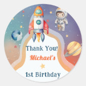宇宙飛行士の宇宙誕生日ありがとう ラウンドシール (正面)