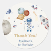 宇宙飛行士の宇宙誕生日ありがとう ラウンドシール (正面)