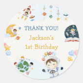 宇宙飛行士の宇宙誕生日ありがとう ラウンドシール (正面)