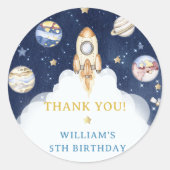 宇宙飛行士の宇宙誕生日ありがとう ラウンドシール (正面)