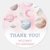 宇宙飛行士の宇宙誕生日ありがとう ラウンドシール (正面)