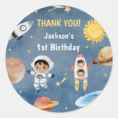 宇宙飛行士の宇宙誕生日ありがとう ラウンドシール (正面)