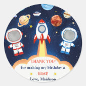 宇宙飛行士の宇宙誕生日ありがとう ラウンドシール (正面)